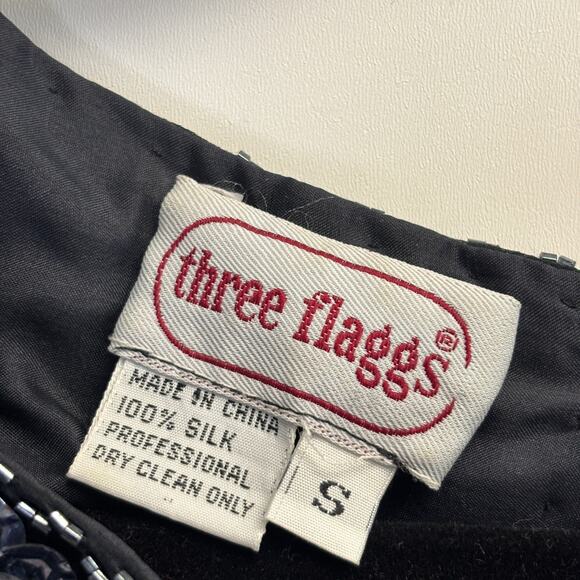 Vintage Three Flaggs Womens Glam Sequins Silk Old Money Top Size S Cocktail - Picture 3 of 7